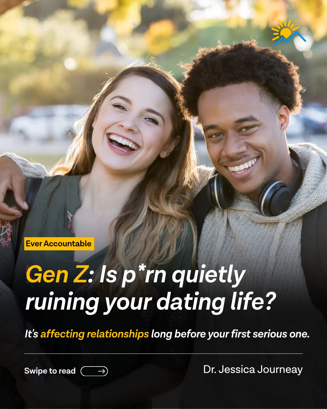 Gen Z couple smiling outdoors - Gen Z: is porn quietly ruining your dating life? Dr. Jessica Journeay