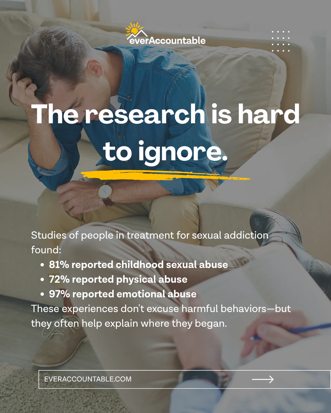The research is hard to ignore - statistics on childhood abuse among people in treatment for sexual addiction - Ever Accountable